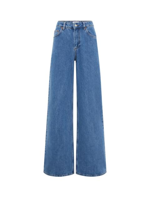 Marine Serre Moon Laser Blue Wash Denim High-Waist Flare Jeans