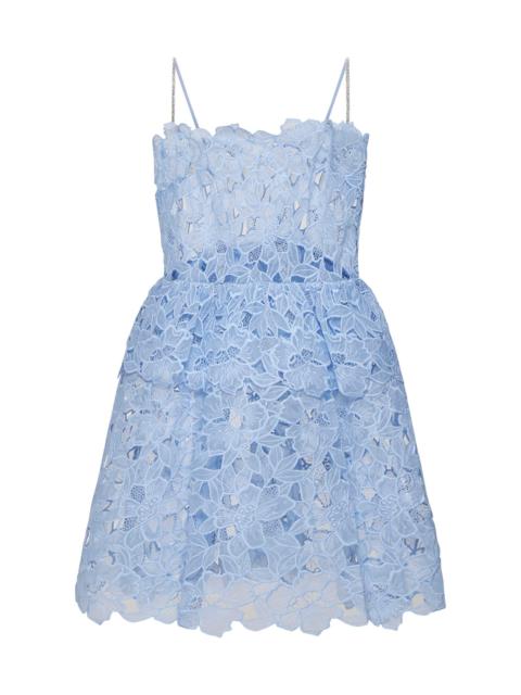 self-portrait Light blue organza lace mini dress