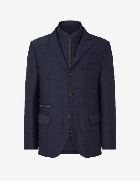 CORNELIANI Blue stretch technical wool jacket with detachable vest