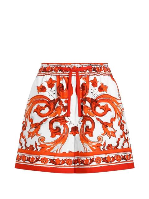 Dolce & Gabbana Dolce & Gabbana Women Maiolica Print Cotton Shorts