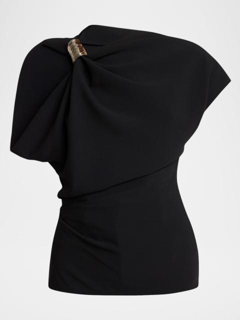 Proenza Schouler Malika Draped Short-Sleeve Top