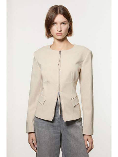 KAREN MILLEN Tailored Viscose Zip Through Multi Stitch Jacket
