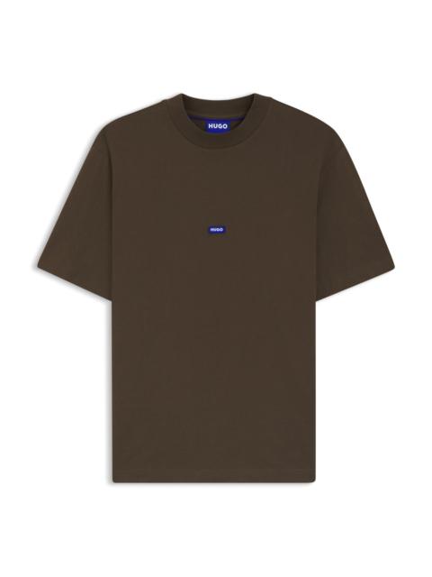 HUGO COTTON-JERSEY T-SHIRT WITH BLUE LOGO PATCH
