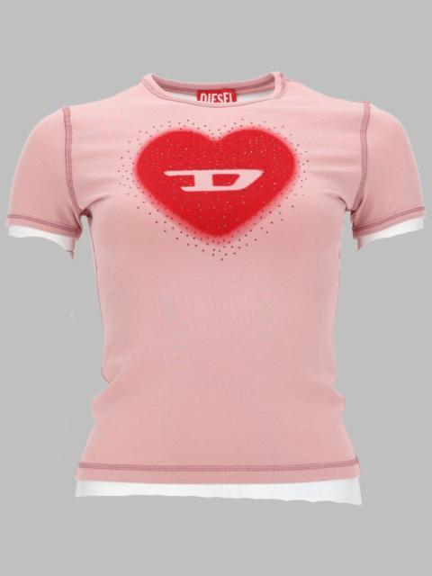 Diesel Diesel Women T-Shirt Con Stampa A Cuore E Borchie