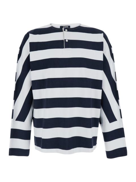 JACQUEMUS Jacquemus Men Blue Long Sleeve T-Shirt With Logo On Front In Cotton For Women