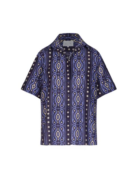 Johanna Ortiz Salty Promises Patterned Cotton Shirt navy