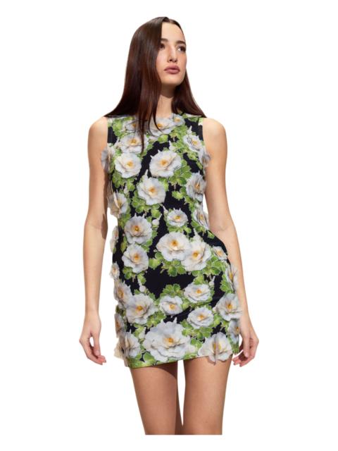CYNTHIA ROWLEY Cynthia Rowley Cornelia Applique Mini Dress in Black Floral at Nordstrom