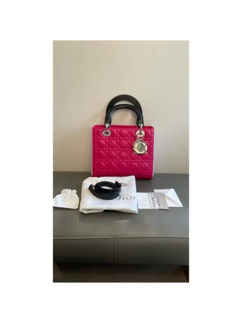 Dior Christian Dior Lambskin Cannage Medium Tri-Color Lady Dior Fuchsia Anemone Black