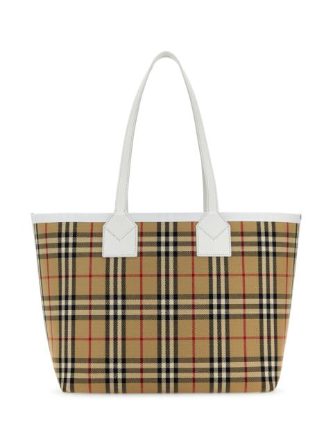 Burberry Embroidered canvas London shopping bag