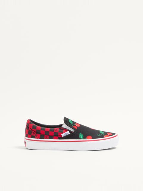 Valentino VALENTINO GARAVANI AND VANS SLIP-ON FABRIC SNEAKER WITH MAXI CHERRYFIC PRINT AND VLOGO CHECKERBOARD 