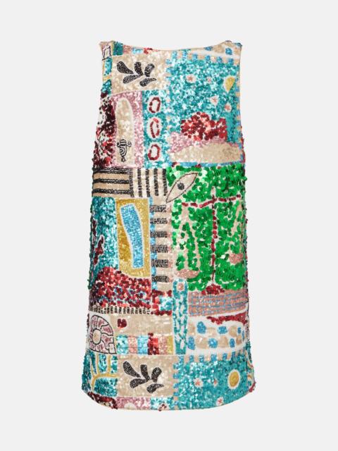 ALÉMAIS x LRNCE Jazz sequined linen minidress