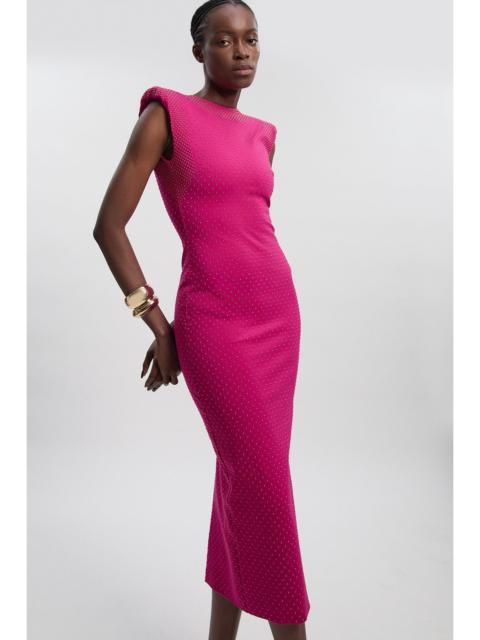KAREN MILLEN Studded Ponte Jersey Midi Dress