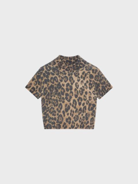 Blumarine GRANDAD NECK SWEATER WITH ANIMAL-PRINT