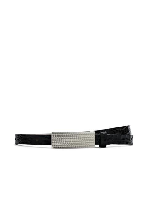 L'AGENCE Elyse Croc-Embossed Leather Belt