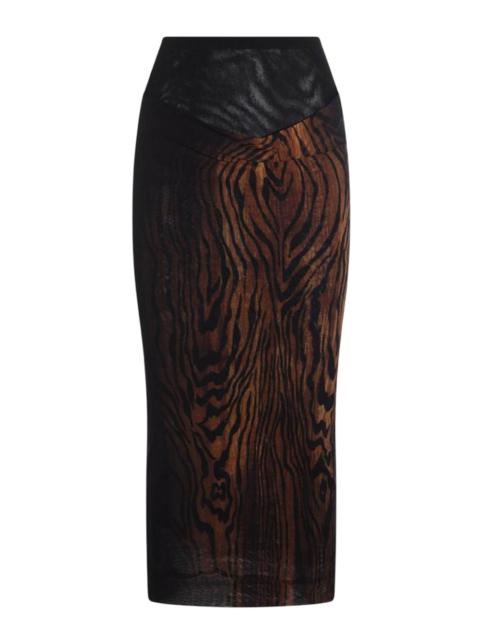 Jean Paul Gaultier Jean Paul Gaultier Wood-Pattern Draped Long Skirt
