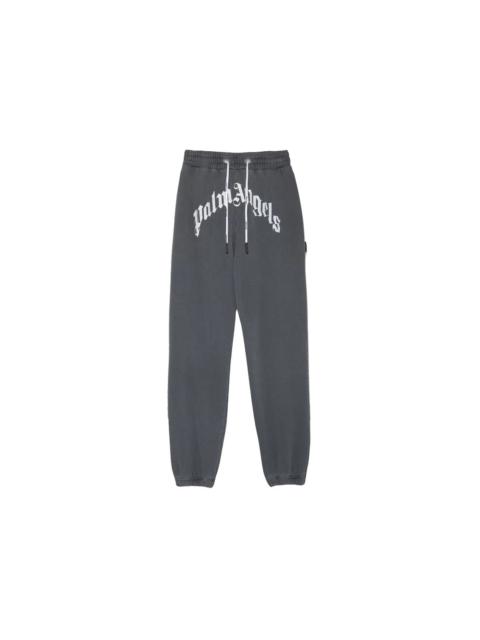 Palm Angels Palm Angels Curved Logo Sweatpants Black White