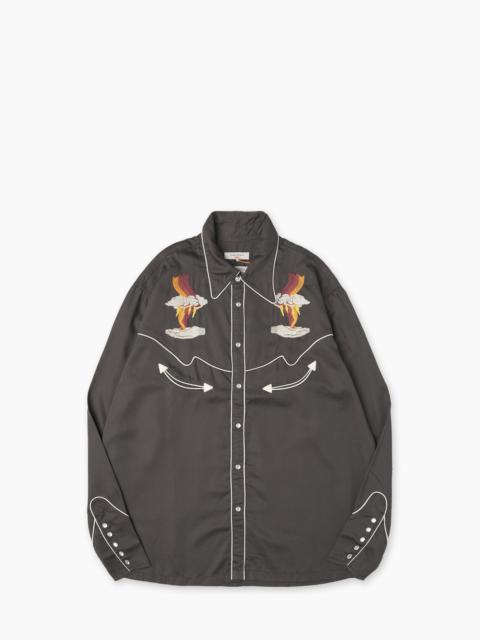 Nudie Jeans NUDIE JEANS GONZO WESTERN SHIRT SUNBURNS BLACK/BROWN