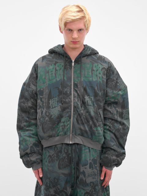 LU'U DAN Ghost Rider Graphic Wadded Hoodie