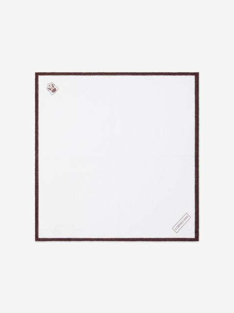 CORNELIANI White and burgundy linen pocket square