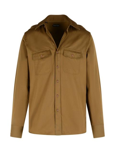 TOM FORD Army Green Silk Blend Shirt