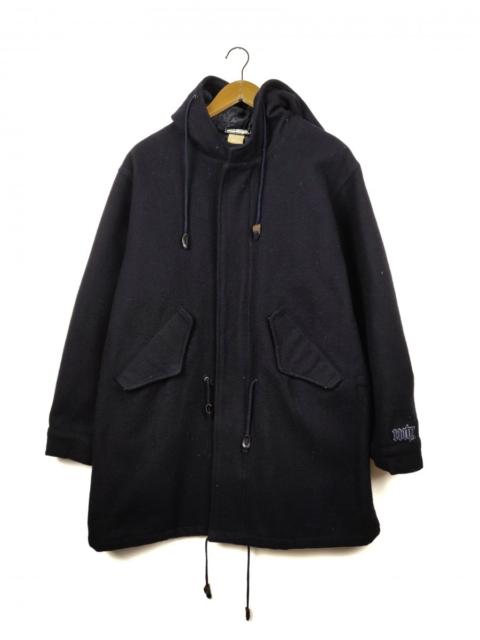 Other Designers Japanese Brand - Vintage Japan Wool Black Heavy Parka Jacket Coat