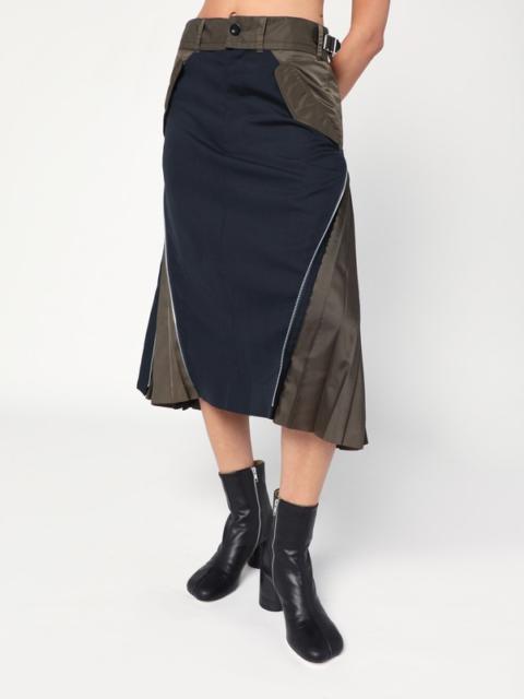 sacai Navy/kaki tailored skirt