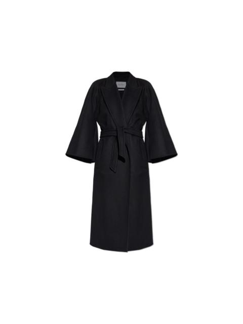 Max Mara MAX MARA Gange Black Cashmere / Wool Belted Long Coat New &