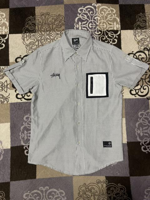 Other Designers Stussy × Vintage - Vintage STUSSY Single Pocket Hickory Stripes Button Up Shirt