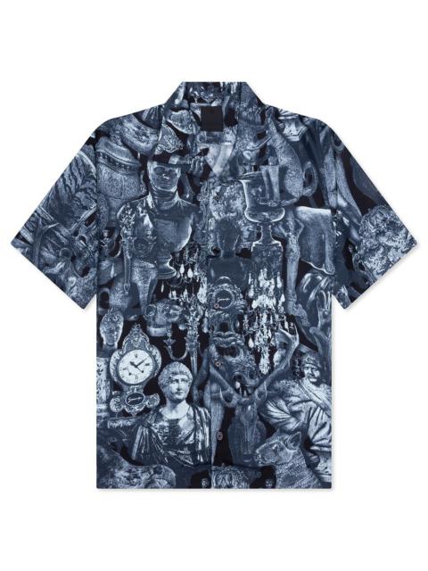 Givenchy SILK SHIRT WITH HUBERT OBJECTS PRINT - BLACK/NAVY