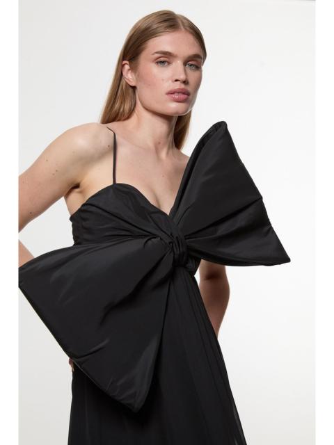 KAREN MILLEN Taffeta Bow Detail Woven Maxi Dress