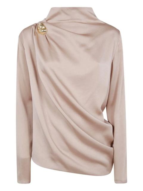 FABIANA FILIPPI Enver Satin Long Sleeve Top With Pepita