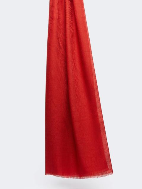 Max Mara Jacquard wool and silk yarn stole - RED