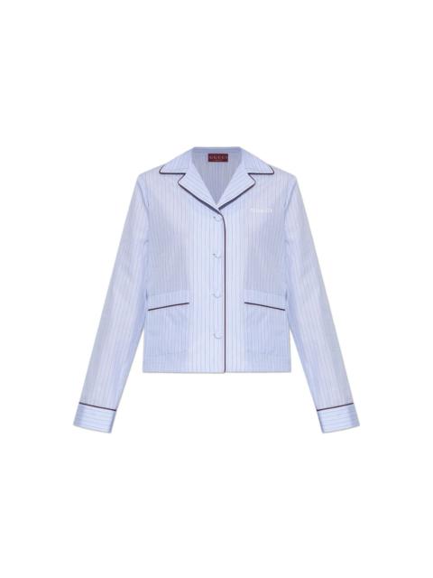 GUCCI GUCCI Blue Striped Shirt New & Authentic (Women's size:IT 42