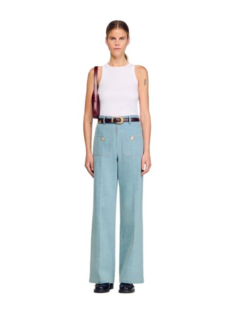 Sandro SANDRO Faded high-rise wide-leg jeans in Blue Jean at Nordstrom