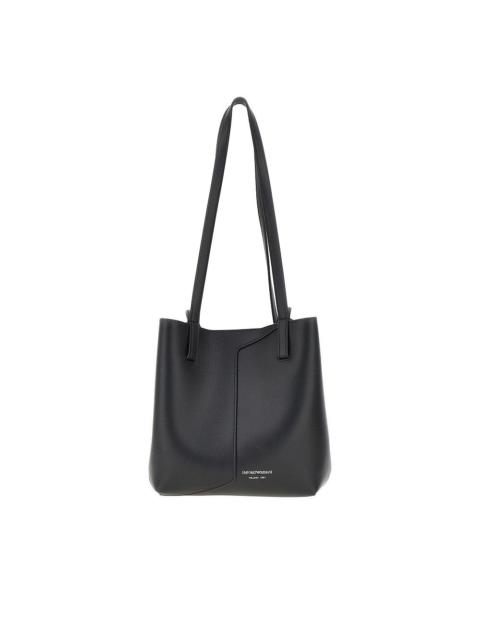 EMPORIO ARMANI Emporio Armani 'Emporio Armani 1981' Leather Tote Bag Black
