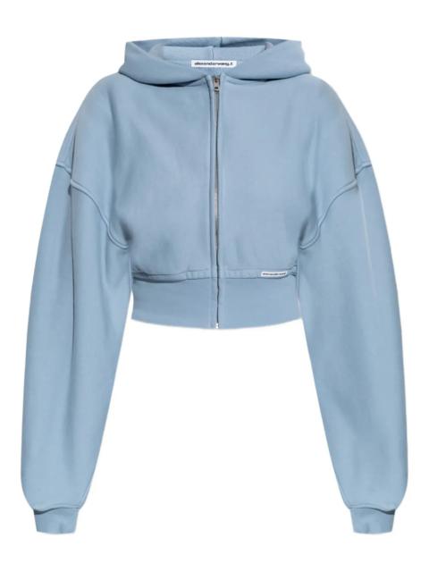 T BY ALEXANDER WANG - Women Branded Seam Label Cropped Zip Up Hoodie