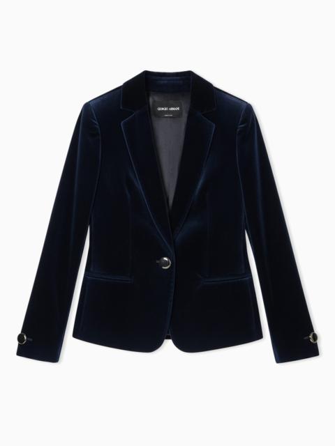 GIORGIO ARMANI SINGLE-BREASTED JACKET IN STRETCH VELVET