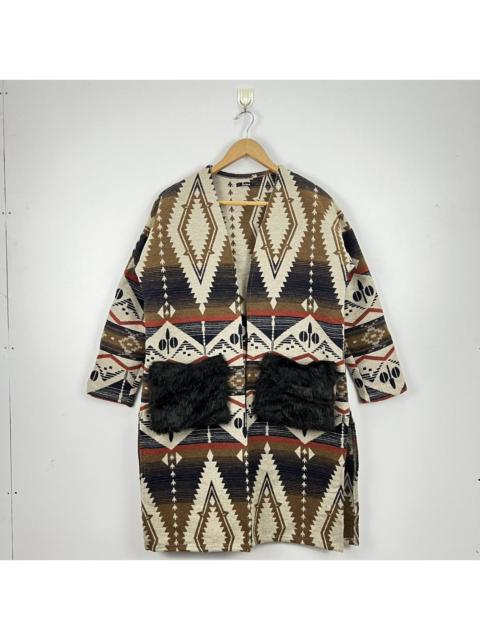 Other Designers Vintage NAVAJO NATIVE with Fur Pocket Long Jacket J0013