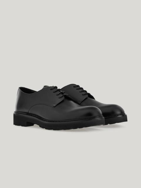 Canali BLACK SMOOTH CALFSKIN DERBY SHOES WITH EVA SOLE