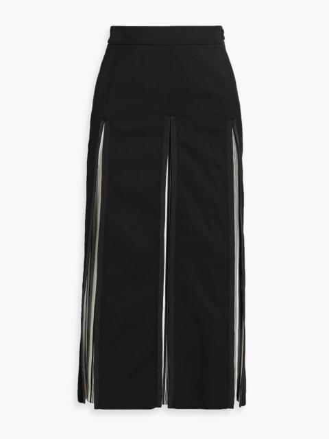 Thom Browne Pleated striped wool-piqué midi skirt