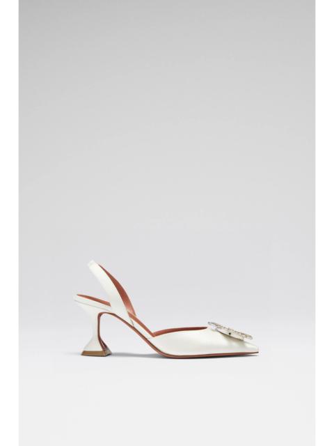 Amina Muaddi BEGUM SLING 70 WHITE SATIN