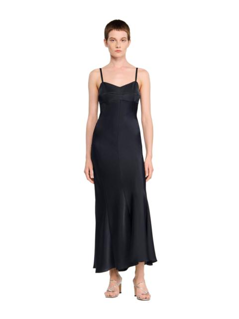 Sandro SANDRO Satin-effect maxi dress in Navy Blue at Nordstrom
