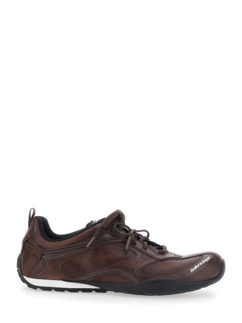 BALENCIAGA Balenciaga Men 'Radar' Brown Low Top Sneakers With Logo Patch On The Tongue In Leather For Men