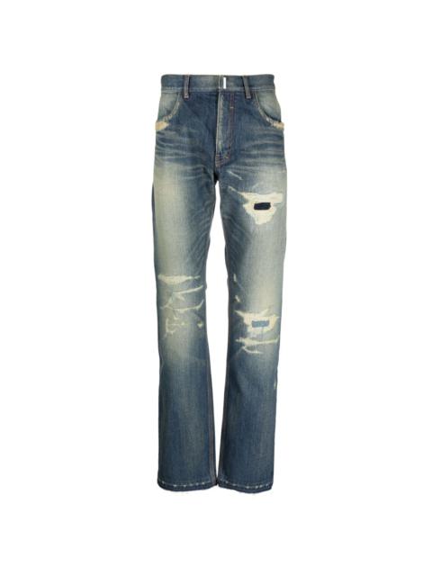 distressed straight-leg jeans