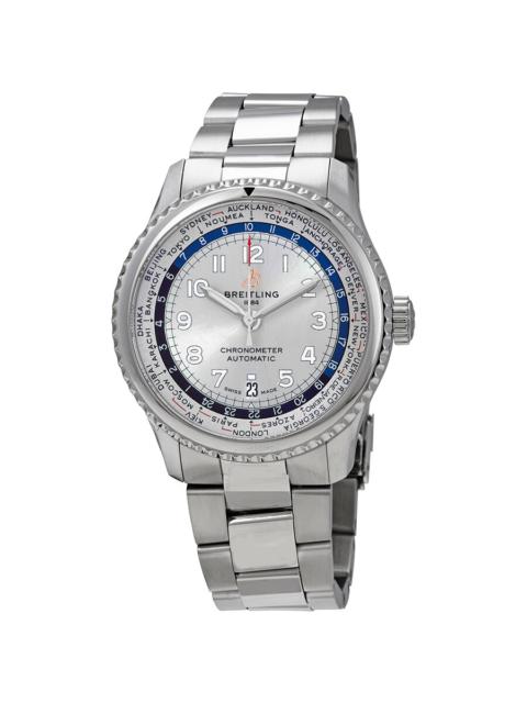 BREITLING Pre-owned Breitling Navitimer 8 Unitime World Time Automatic Silver Dial Men's Watch AB3521U01G1A1