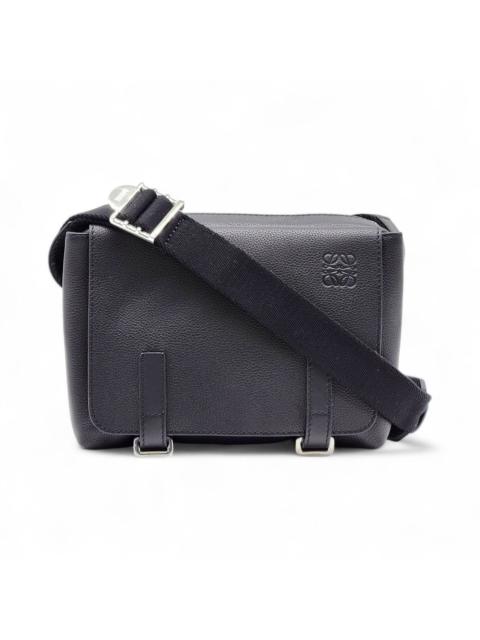 Loewe Military Messenger Crossbody Grained Leather Bag Black