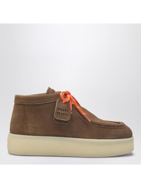Miu Miu Miu Miu Platform Ankle Boots In Cinnamon Suede Women