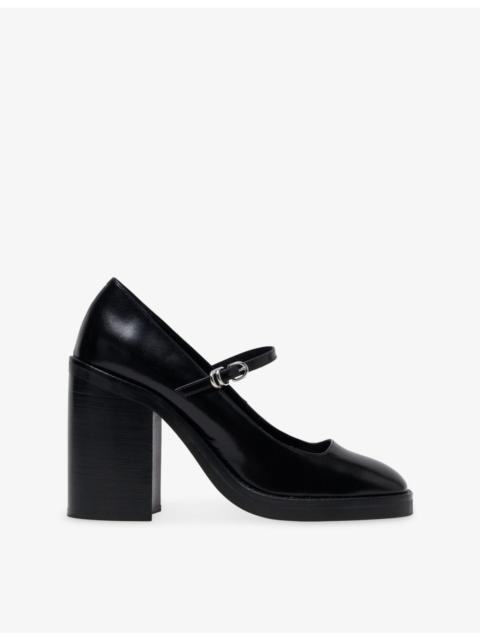 maje Heeled Leather Mary-Jane Pumps