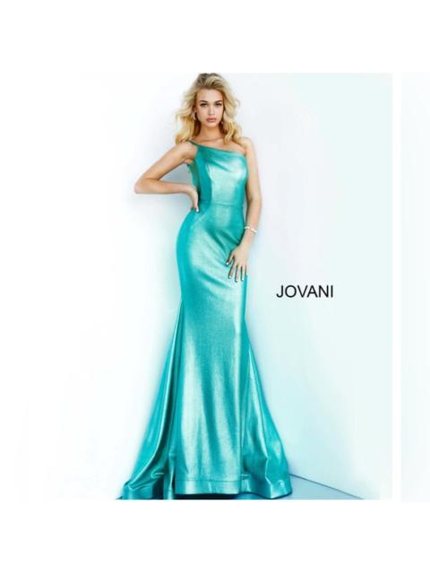 Other Designers New! Jovani 02136 Metallic Fitted One‎ Shoulder Prom Dress Aqua Green Sz 00 $500