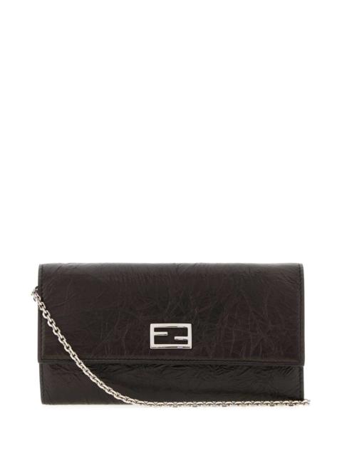 FENDI Fendi Women Black Leather Tube Wallet